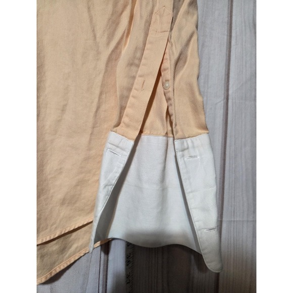 Bachrach Shirt‎ Mens 15.5 32/33 Peach White Contrast Collar French Cuff Cotton - Picture 3 of 8
